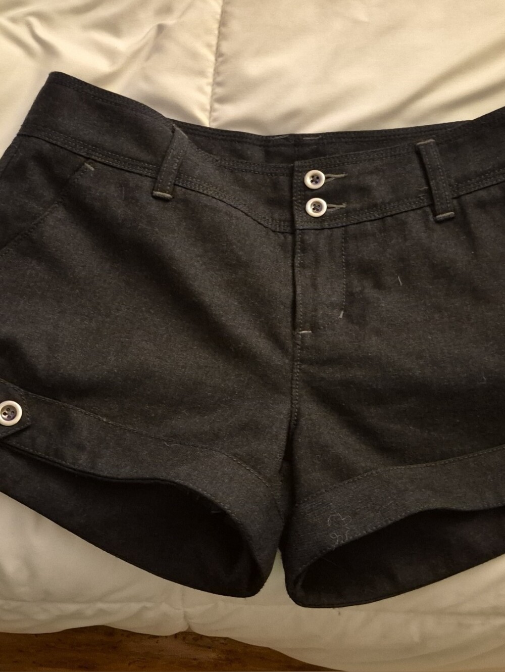 Free People Black High-Rise  Button Front Wool& Rayon Shorts With Lining 6